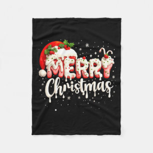Frohe Weihnachten Santa Hut Weihnachten Familie pa Fleecedecke