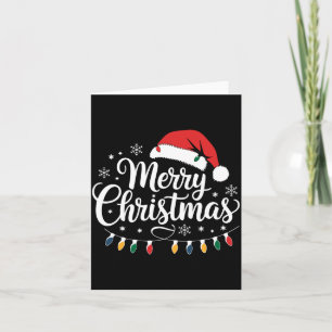 Frohe Weihnachten Santa Hut Xmas Lichter Rot Famil Karte