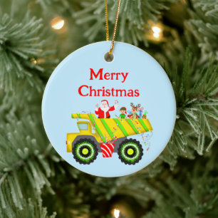 Frohe Weihnachten Santa im Müll Elf, Rentier Keramik Ornament