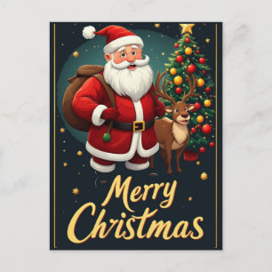 Frohe Weihnachten Santa Klassische Feiertagsgrafik Postkarte