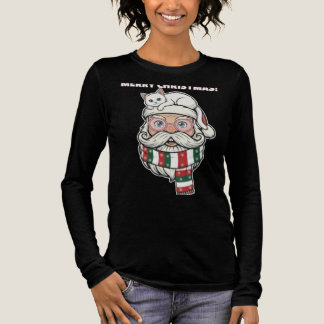 Frohe Weihnachten Santa mit weißer Katze süß Tri-Blend Shirt