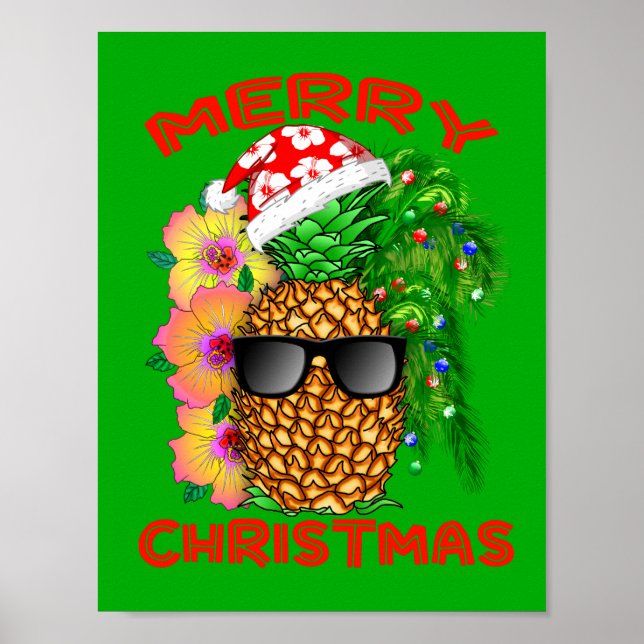 Frohe Weihnachten Santa Pineaple Poster (Vorne)
