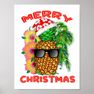 Frohe Weihnachten Santa Pineaple Poster