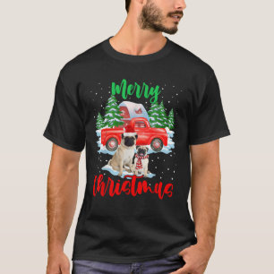 Frohe Weihnachten Santa Pug und Truck Hund Geschen T-Shirt