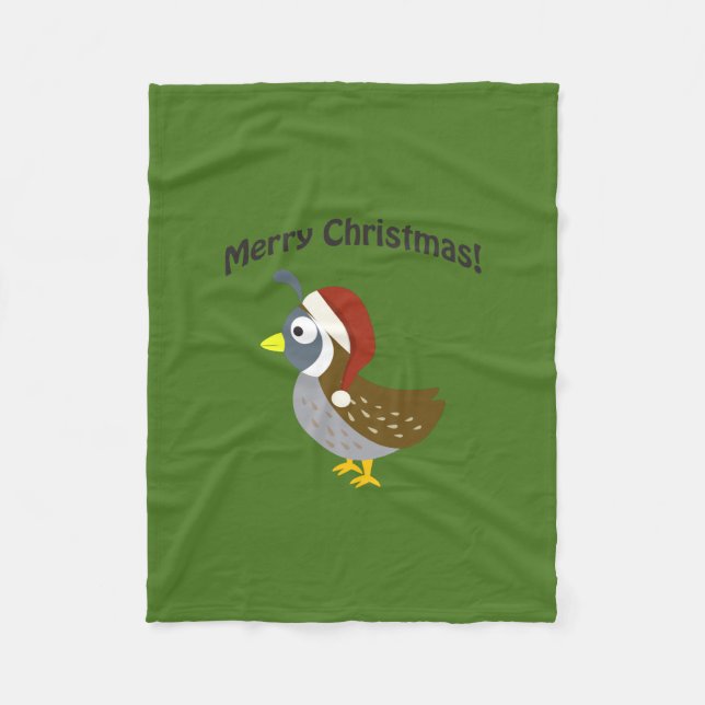 Frohe Weihnachten! Santa Quail Fleecedecke (Vorderseite)