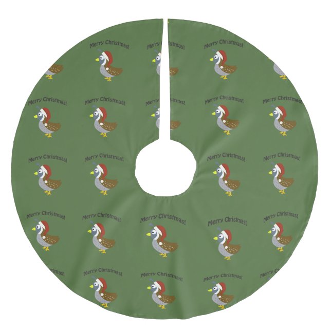 Frohe Weihnachten! Santa Quail Polyester Weihnachtsbaumdecke (Vorderseite)