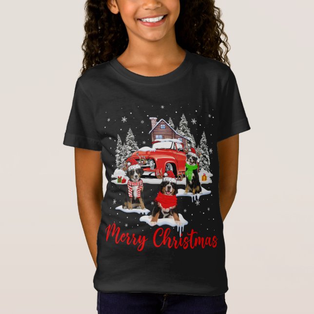 Frohe Weihnachten Santa Reindeer Bernese Mountain  T-Shirt (Vorderseite)