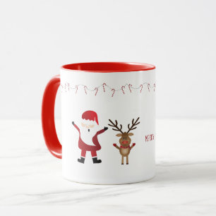 Frohe Weihnachten Santa Reindeer Candy Canes Red Tasse