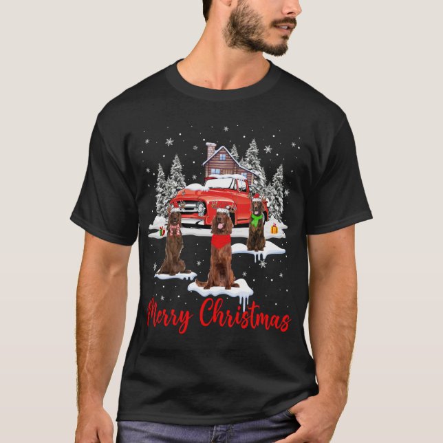 Frohe Weihnachten Santa Reindeer Irish Setter mit  T-Shirt (Vorderseite)