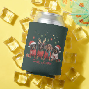 Frohe Weihnachten Santa Rentier Dachshund Wiener  Dosenkühler
