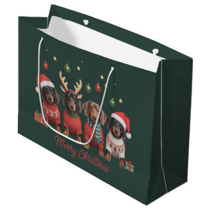 Frohe Weihnachten Santa Rentier Dachshund Wiener  Große Geschenktüte