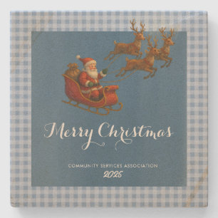 Frohe Weihnachten Santa Rentier Papier Serviette Steinuntersetzer