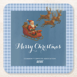 Frohe Weihnachten Santa Rentiere Papier Servietten Rechteckiger Pappuntersetzer