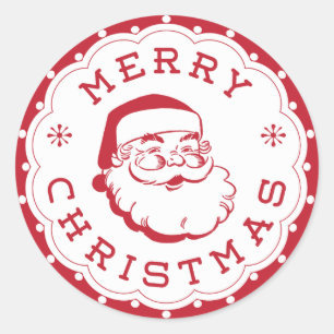 Frohe Weihnachten Santa Rund Sticker