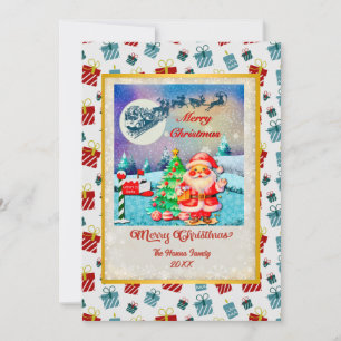 Frohe Weihnachten Santa, Schlitten, Rentier, Schne