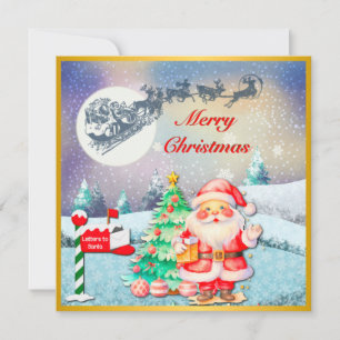 Frohe Weihnachten Santa, Schlitten, Rentier, Schne Karte