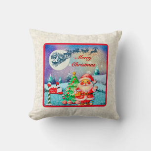 Frohe Weihnachten Santa, Schlitten, Rentier, Schne Kissen