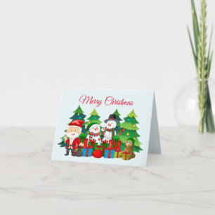 Frohe Weihnachten Santa, Schneemänner und Geschenk Karte