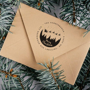 Frohe Weihnachten Santa Sleigh Custom Rücksendeadr Permastempel