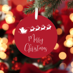 Frohe Weihnachten Santa Sleigh Personalisiert Red Ornament Aus Metall