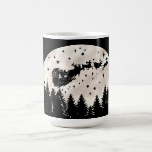Frohe Weihnachten Santa Sleigh Rentier Vollmond Kaffeetasse