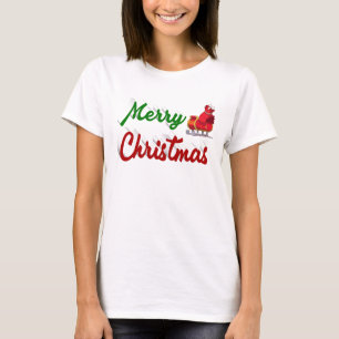 Frohe Weihnachten Santa Sleigh Rot-Grün-Skript T-Shirt
