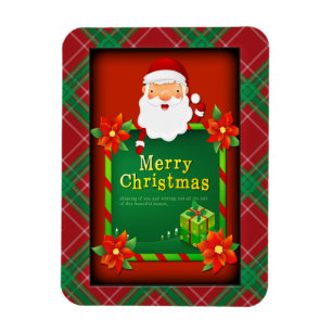 Frohe Weihnachten Santa Tartan Kariert Magnet