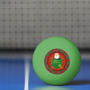 Frohe Weihnachten Santa Tartan Kariert Tischtennisball
