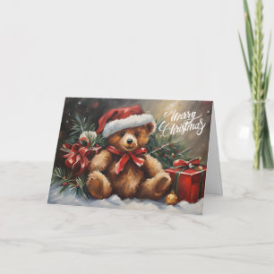 Frohe Weihnachten Santa Teddy Bear Karte