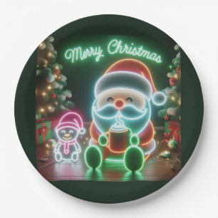 Frohe Weihnachten Santa Teddy Pappteller