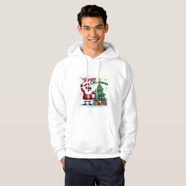 Frohe Weihnachten | Santa & Tree Design Hoodie (Vorne ganz)