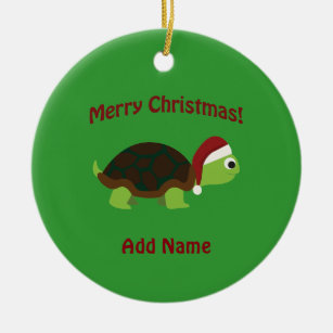 Frohe Weihnachten! Santa Turtle Keramikornament