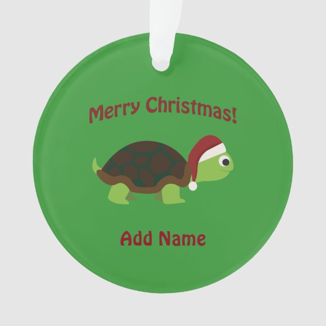 Frohe Weihnachten! Santa Turtle Ornament (Vorderseite)