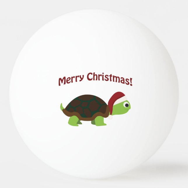 Frohe Weihnachten! Santa Turtle Tischtennisball (Vorderseite)