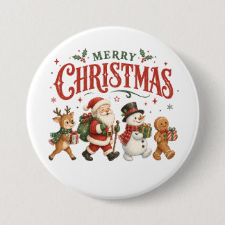 Frohe Weihnachten Santa und Freunde Button