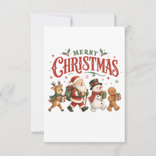 Frohe Weihnachten Santa und Freunde Dankeskarte