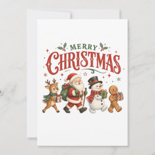 Frohe Weihnachten Santa und Freunde Karte
