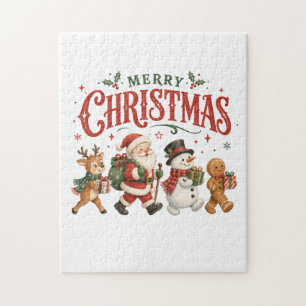 Frohe Weihnachten Santa und Freunde Puzzle
