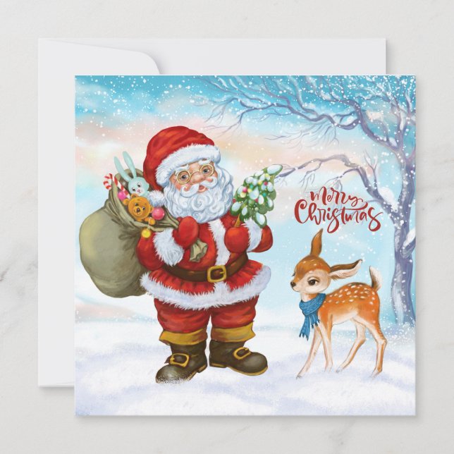 Frohe Weihnachten Santa und Hirsch  (Vorderseite)