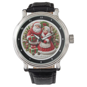 Frohe Weihnachten Santa und Mrs. Claus Armbanduhr