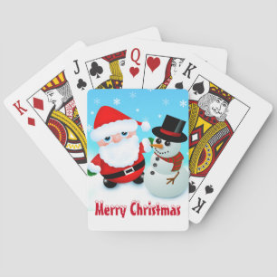 Frohe Weihnachten, Santa und Schneemann Spielkarten