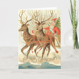 Frohe Weihnachten (Santa und seine Rentiere) Karte