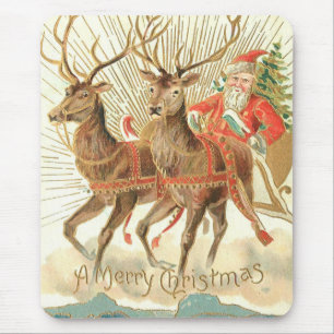 Frohe Weihnachten (Santa und seine Rentiere) Mousepad