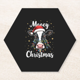 Frohe Weihnachten Santa Weihnachtsbeleuchtung Kuh  Untersetzer