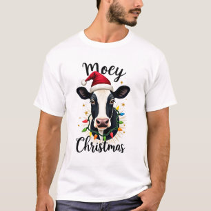 Frohe Weihnachten Santa Weihnachtslichter Kuh Lieb T-Shirt