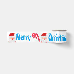 Frohe Weihnachten Santa Zuckerstangen 3" Satinband