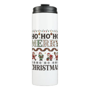 Frohe Weihnachten Santas Kariertes Band Thermosbecher