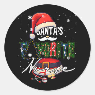 Frohe Weihnachten Santa's Lieblingskrankenpflegeri Runder Aufkleber