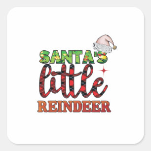 Frohe Weihnachten Santas Little Reindeer Quadratischer Aufkleber