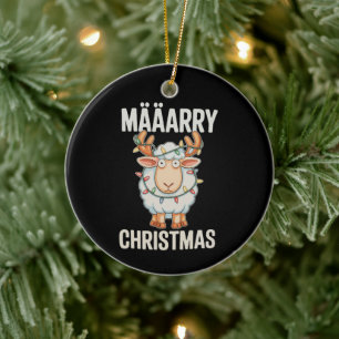 Frohe Weihnachten Schaf Rentiere Geweihe Xmas Lich Keramik Ornament